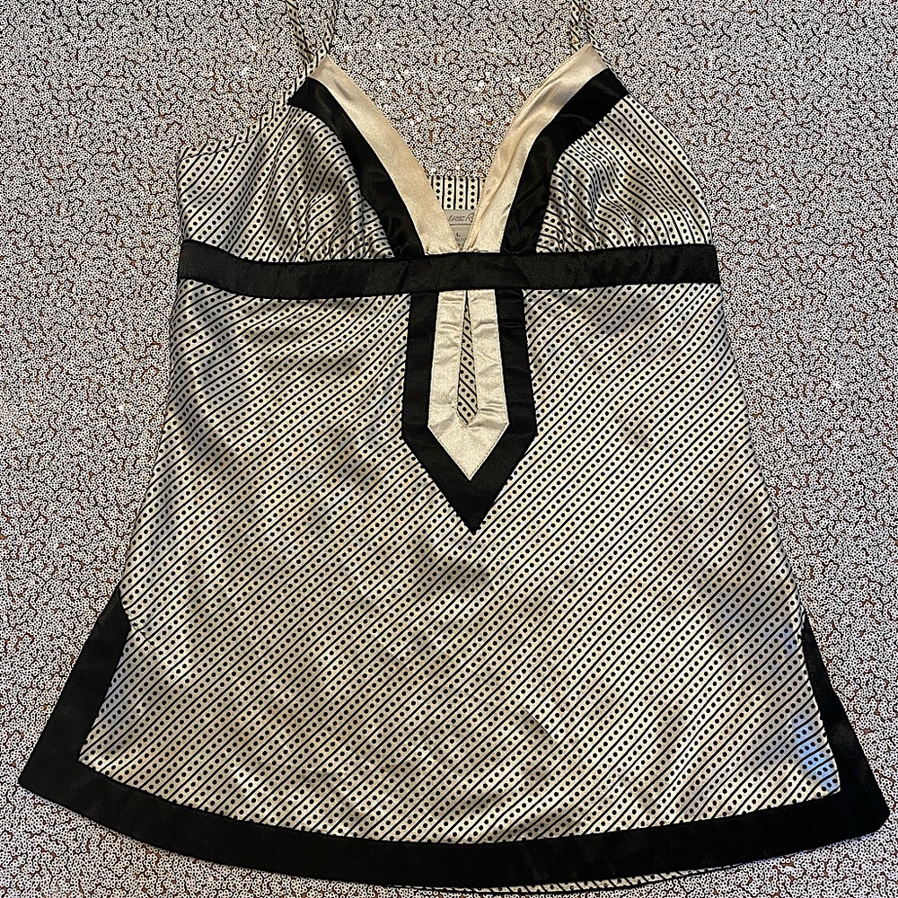 Charlotte Russe Black and Cream Women's Top Blouse Spagetti Strap